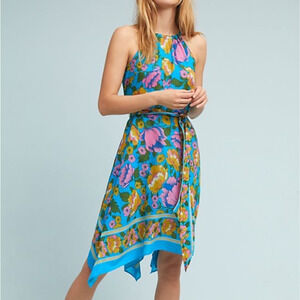 Lilka By Anthropologie Dinan Multicolor Floral Handkerchief Dress Size Medium